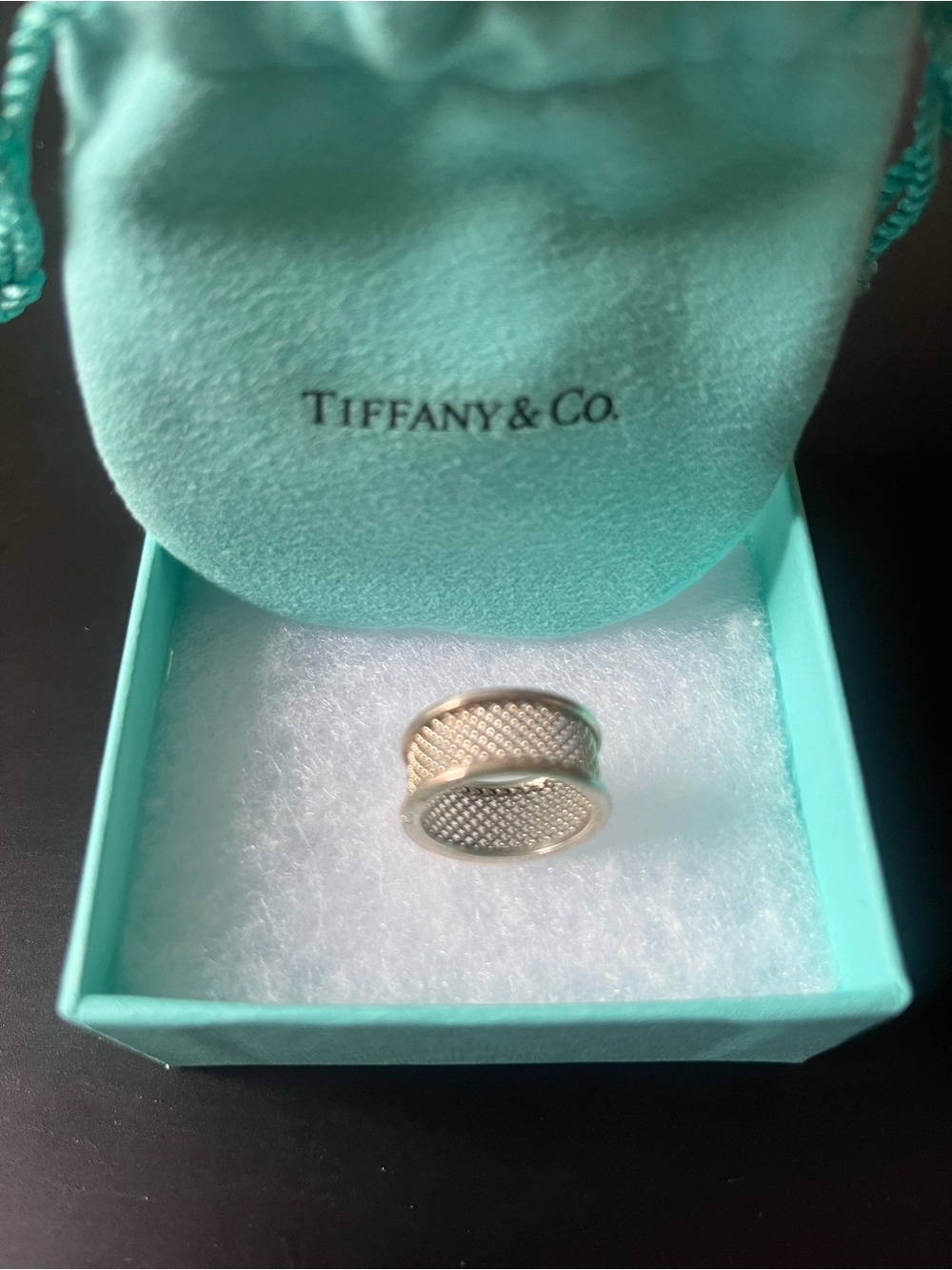 Tiffany & Co. Sterling Silver Mesh Ring- Size 6